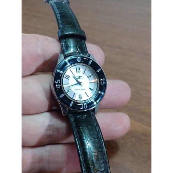 Designer Ecclissi Ladies Sterling Silver Case & Genuine Leather Strap Watch - Picture 2 of 12